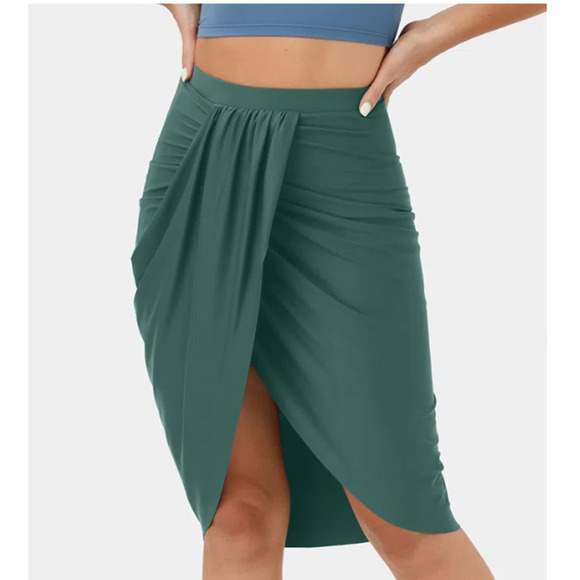 HALARA Skirts Halara High Waisted Draped Asymmetric 2in Pocket